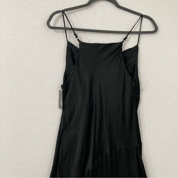 New Mossimo Black Asymmetric Hem Satin Flowy Y2K Dress Size Small - Picture 10 of 11
